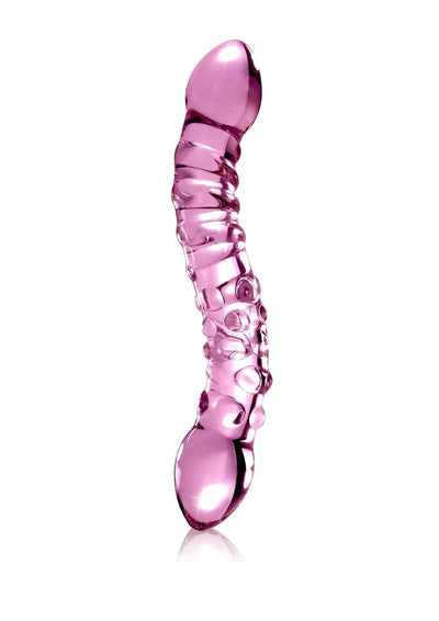 Icicles No. 55 Double-Sided Textured Glass Dildo - Pink - 9in