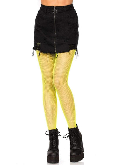 Leg Avenue Nylon Fishnet Pantyhose - Neon Yellow/Yellow - One Size