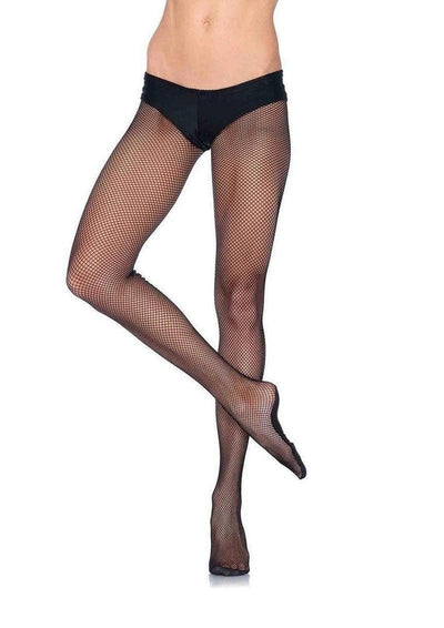 Professional Fishnet Tights with Nylon/Cotton Sole, No-Roll Waist Band - X-Long - Black