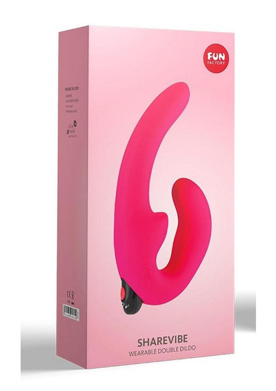 Sharevibe Silicone Strapless Strap-On Dildo with Rechargeable Bullet - Pink