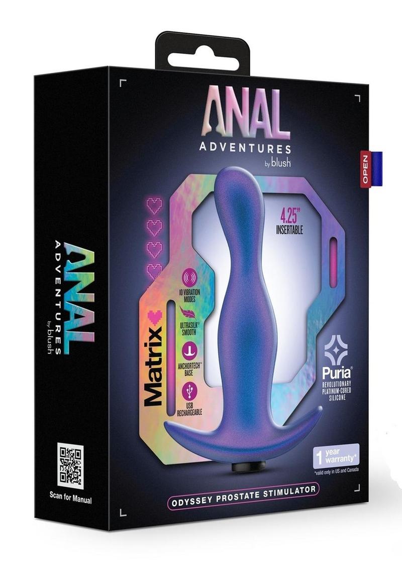 Anal Adventures Matrix Odyssey Prostate Silicone Rechargeable Stimulator - Space Age - Blue