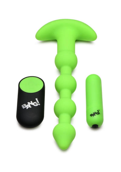 Bang! 28x Glow In The Dark Silicone Rechargeable Anal Beads with Remote