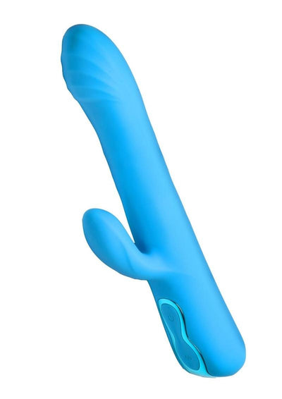 Bang! Rotating Beaded Rechargeable Silicone Rabbit Vibrator - Blue