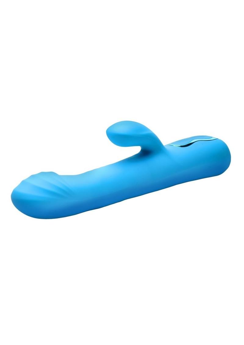 Bang! Rotating Beaded Rechargeable Silicone Rabbit Vibrator - Blue