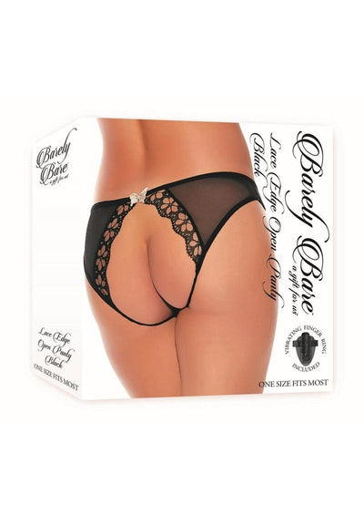 Barely Bare Lace Edge Open Panty - Black - One Size