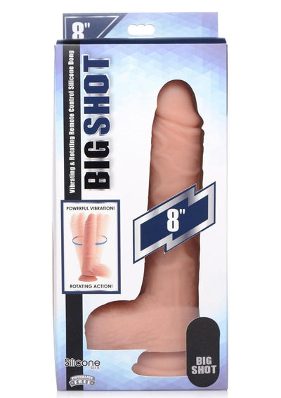 Big Shot Silicone Vibrating and Twirling Remote Control Rechargeable Dildo with Balls