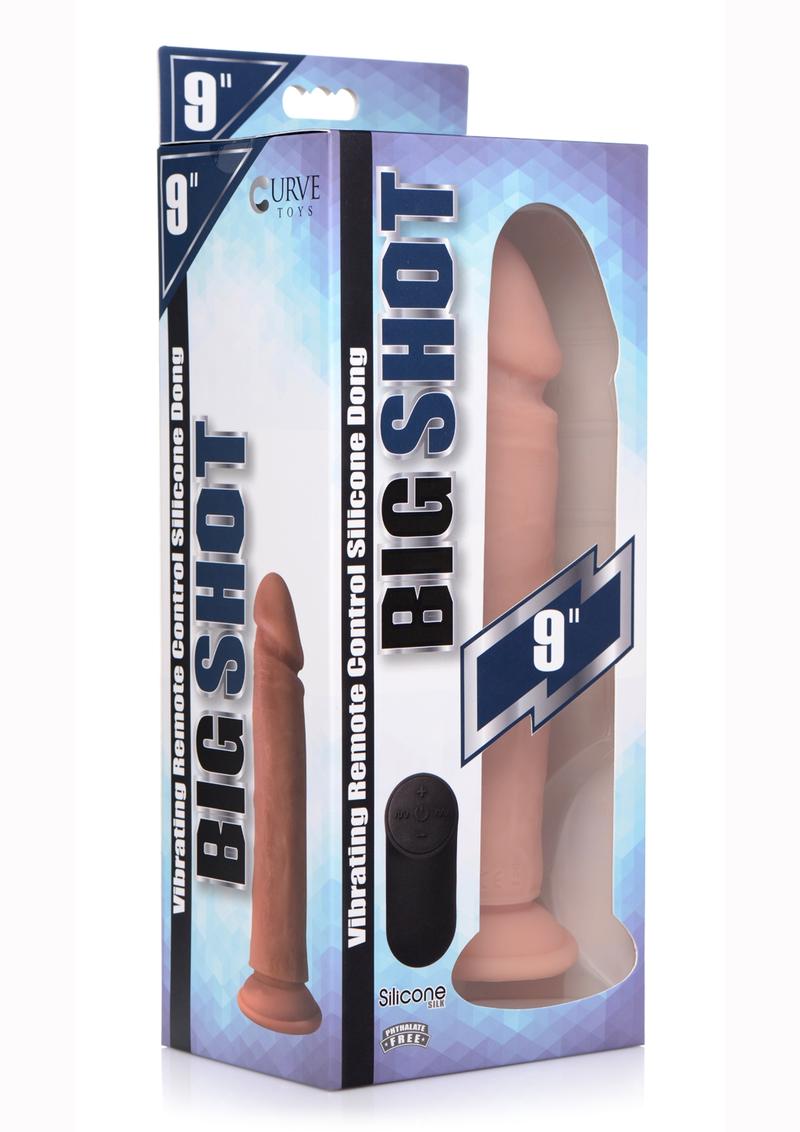 Big Shot Silicone Vibrating Remote Control Rechargeable Dildo - Vanilla - 9in