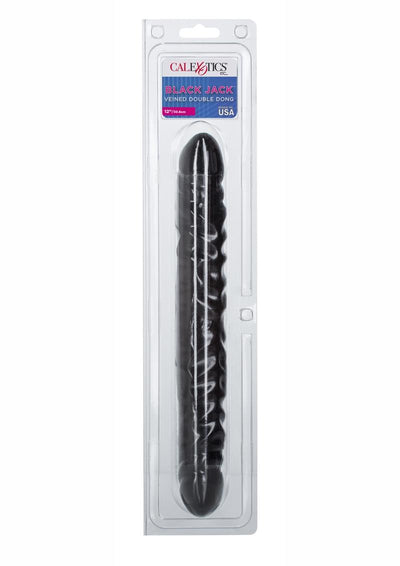 Black Jack Veined Double Dildo - Black - 12in