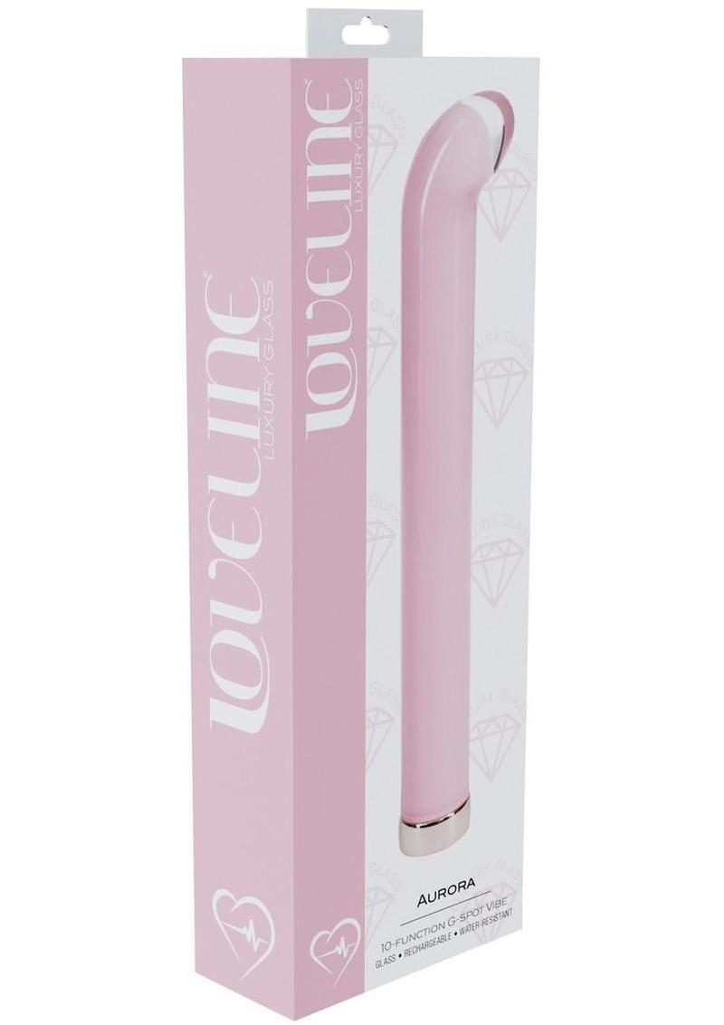 Loveline Aurora 10 Function Rechargeable Glass G-Spot Vibrator - Pink - 6.3in