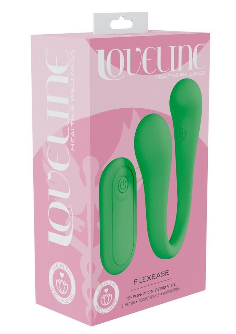 Loveline Flexease Bend 10 Function Rechargeable Silicone Vibrator - Green