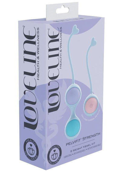 Loveline Pelvifit 10 Function Vibrating Interchangeable Rechargeable Silicone Strength Weighted Kegel Kit - Assorted Colors - 5 Piece