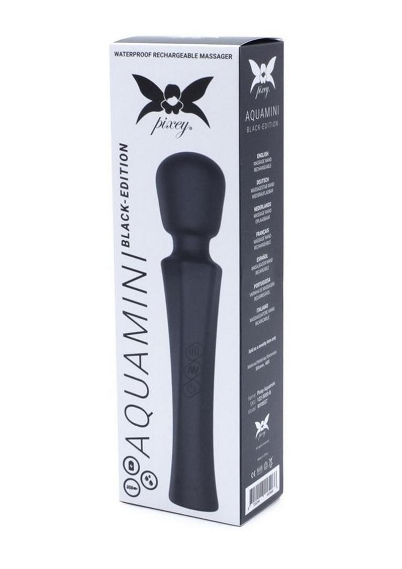 Pixey Aquamini Rechargeable Silicone Body Wand - Black Edition
