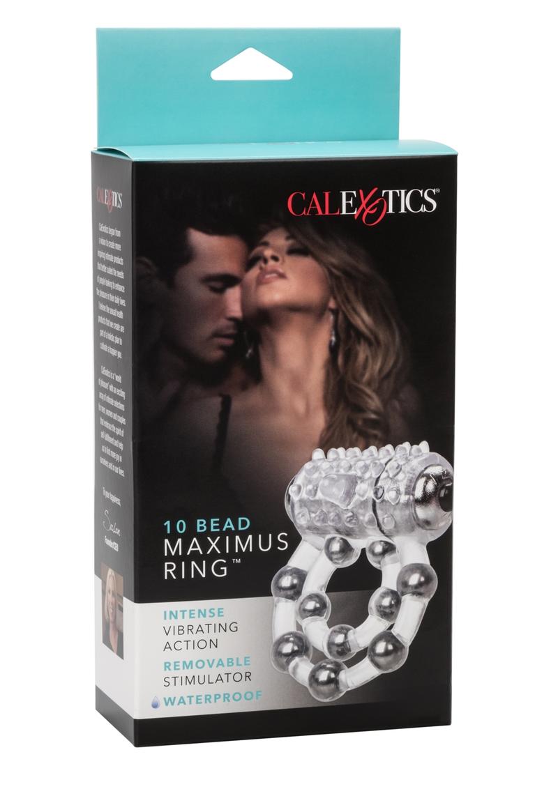 10 Bead Maximus Ring Vibrating Cock Ring - Clear