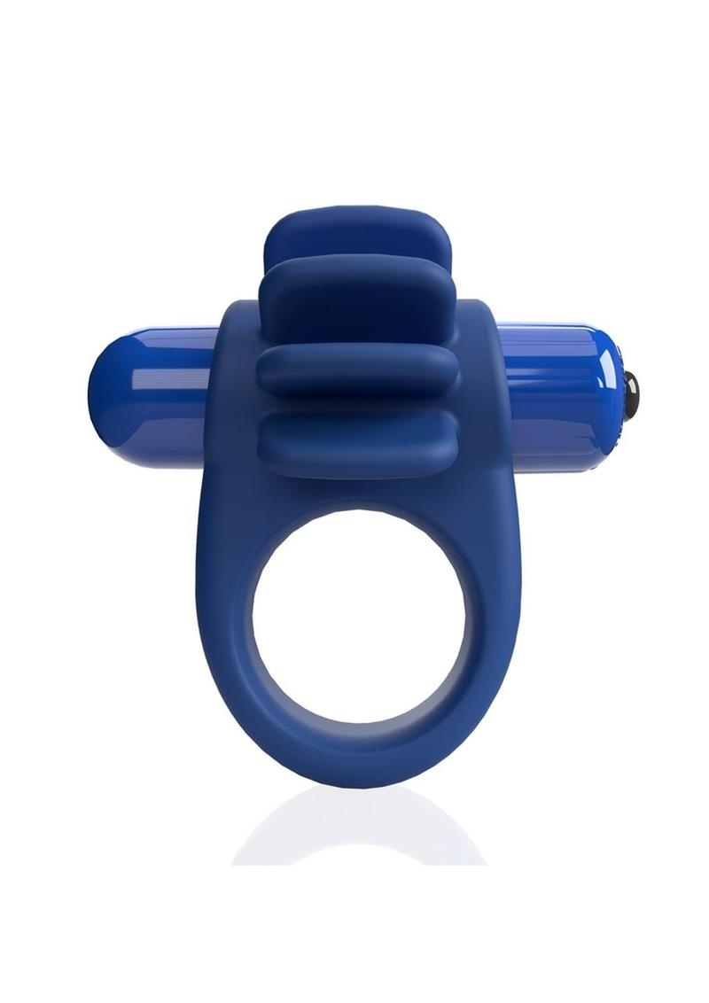 4b Skooch Vibrating Cock Ring with Clitoral Stimulator - Blue/Blueberry