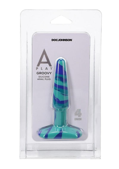 A-Play Groovy Silicone Anal Plug - Blue - 4in