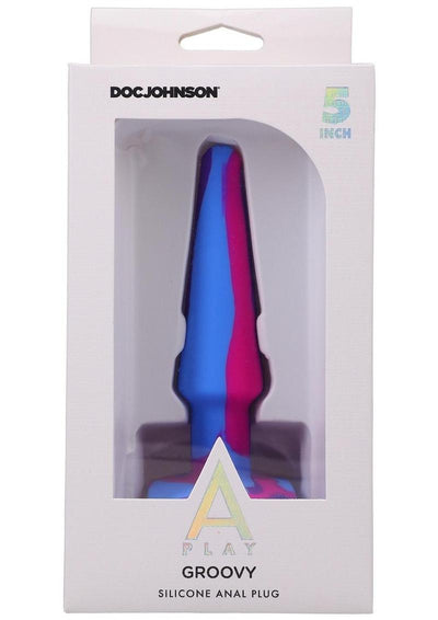 A-Play Groovy Silicone Anal Plug - Fuchsia/Magenta/Pink/Purple - 5in