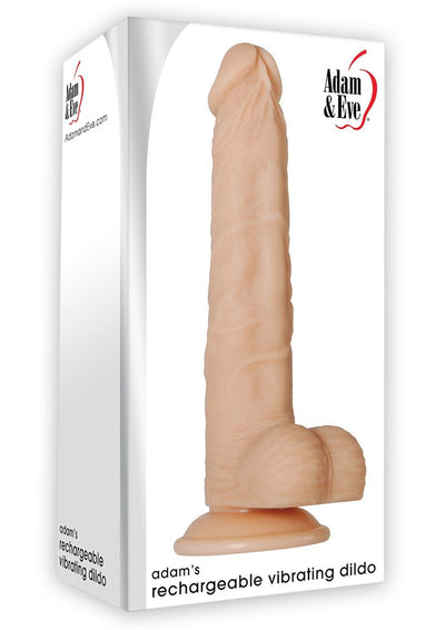 Adam and Eve - Adam's Rechargeable Silicone Vibrating Dildo with Balls - Vanilla - 9in