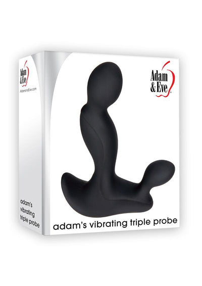 Adam and Eve - Adam's Vibrating Triple Probe Rechargeable Silicone Prostate Massager - Black