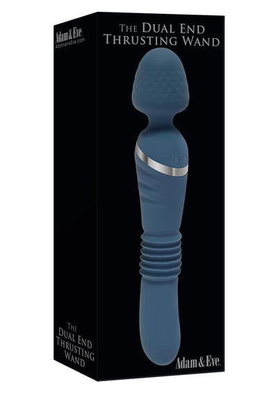 Adam and Eve Dual Ended Thrusting Wand Rechargeable Silicone Vibrator - Teal