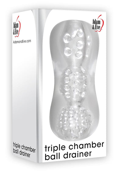 Adam and Eve Triple Chamber Ball Drainer Textured Stroker - Clear