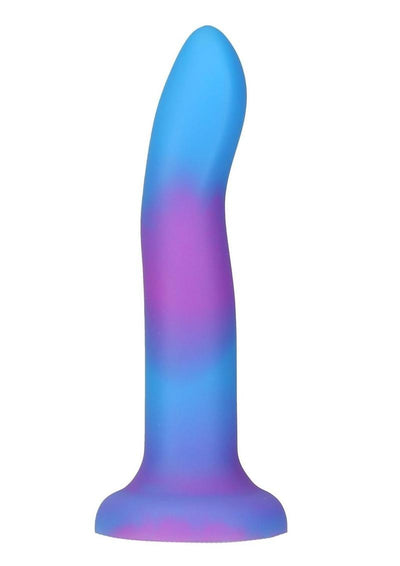 Addiction Rave Silicone Glow In The Dark Dildo - Blue/Glow In The Dark/Purple - 8in