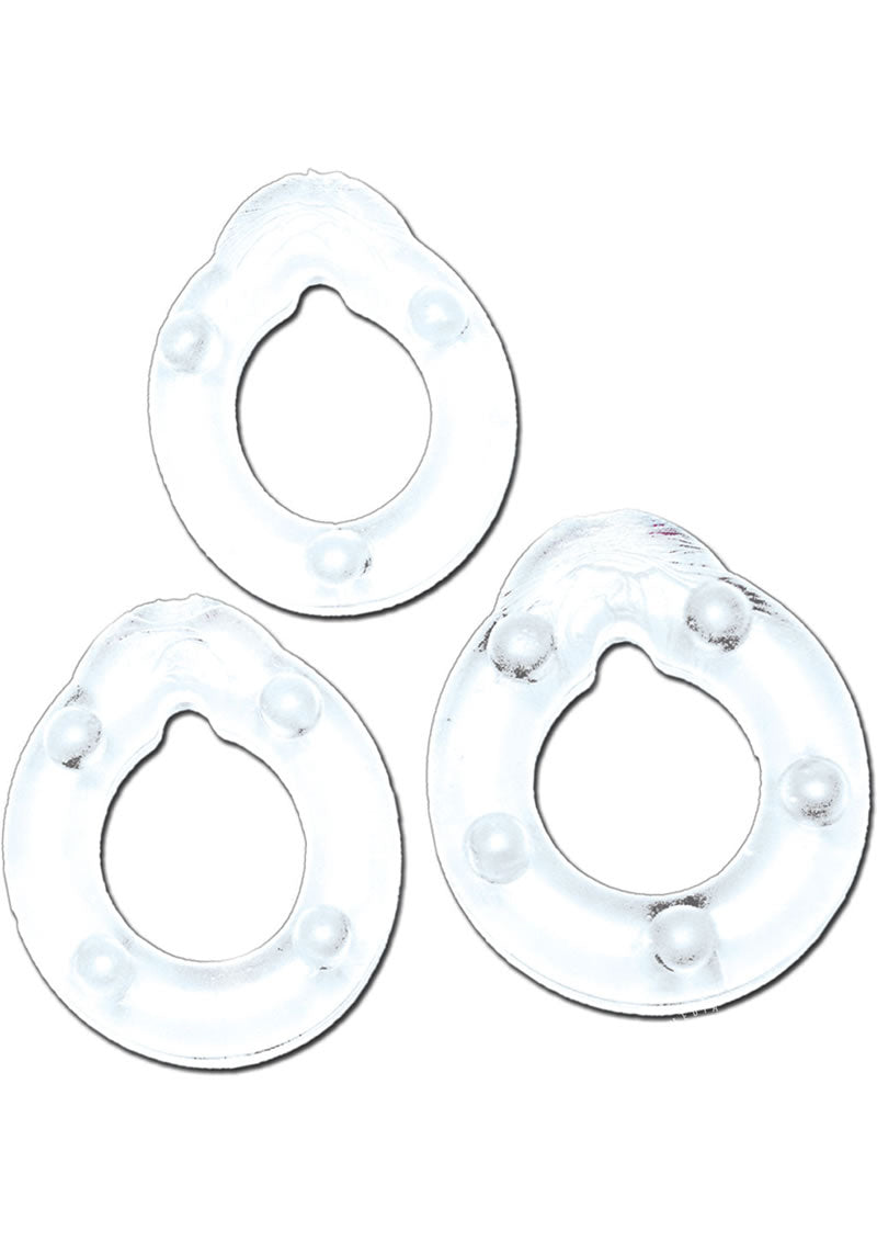 All American Triple Rings Silicone Cock Ring - Clear