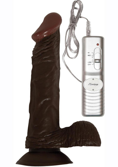 All American Whoppers Vibrating Dildo with Balls - Chocolate - 8in