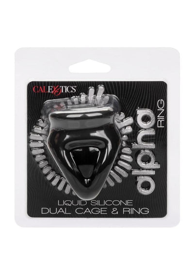 Alpha Liquid Silicone Dual Cage and Ring - Black