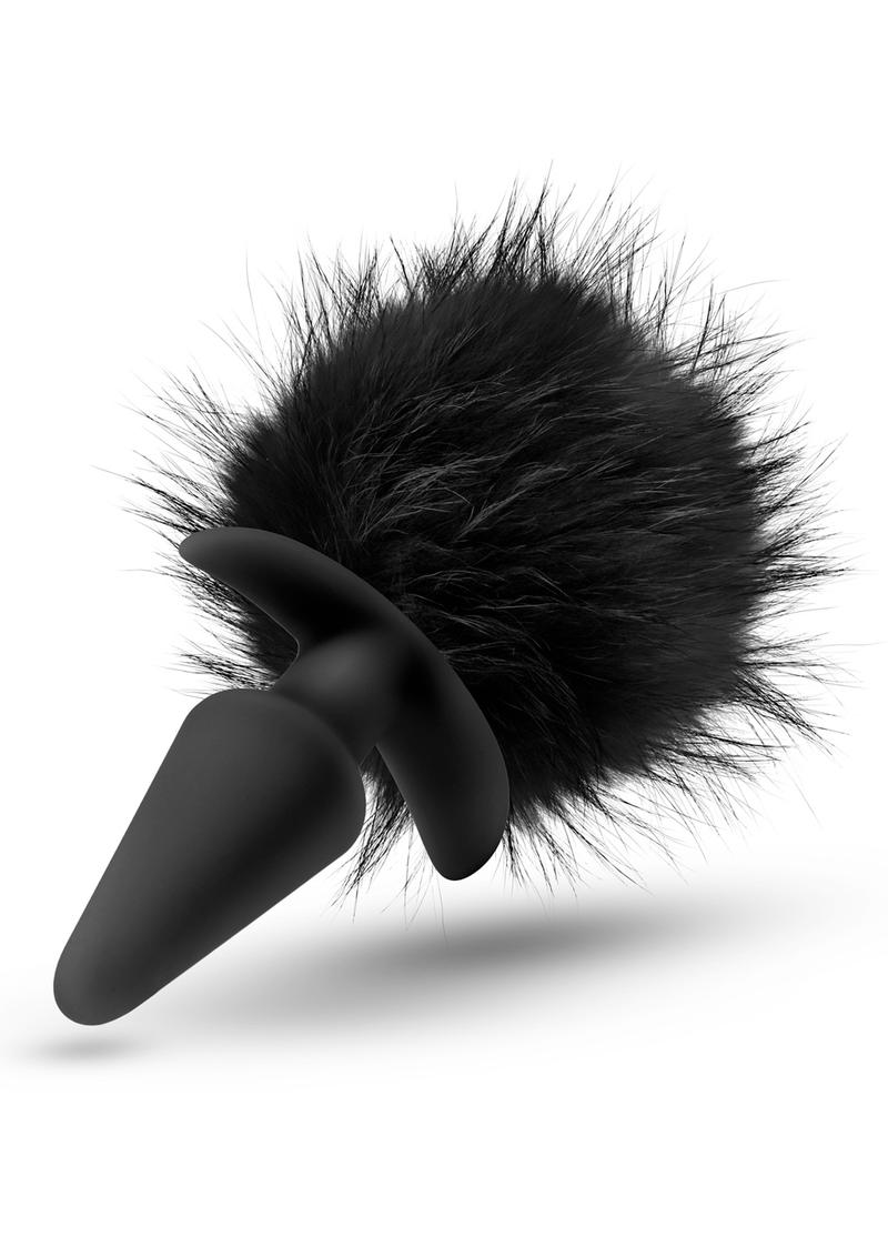 Anal Adventures Platinum Rabbit Tail Anal Plug - Black