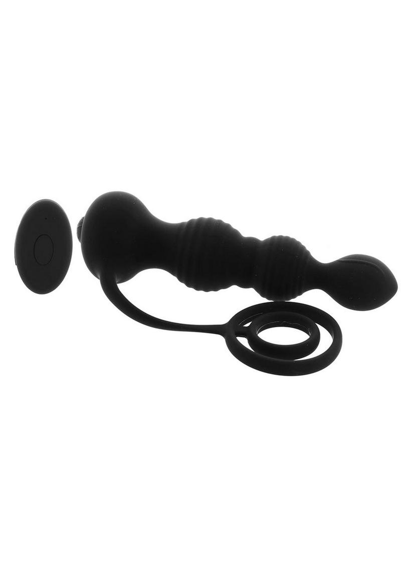 Anal-Ese Silicone Rechargeable Anal Plug and Cock Ring with Remote Control