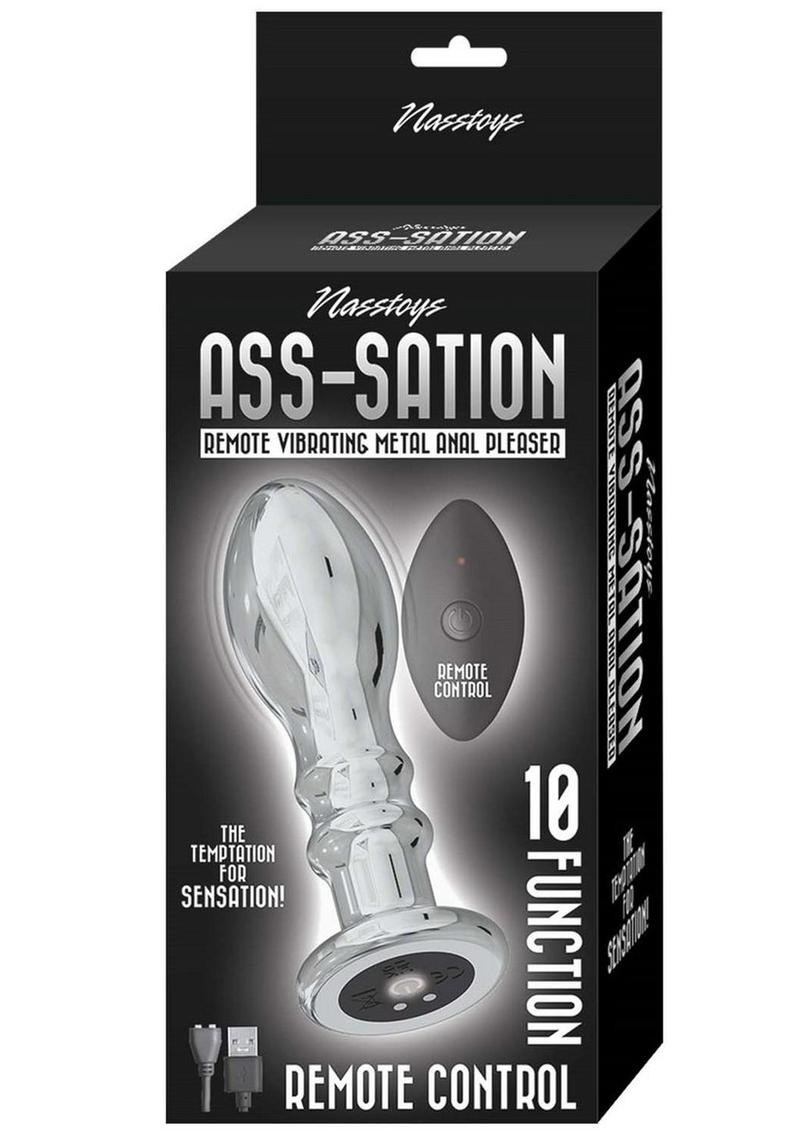 Ass-Sation Remote Control Rechargeable Vibrating Metal Anal Pleaser - Metal/Silver