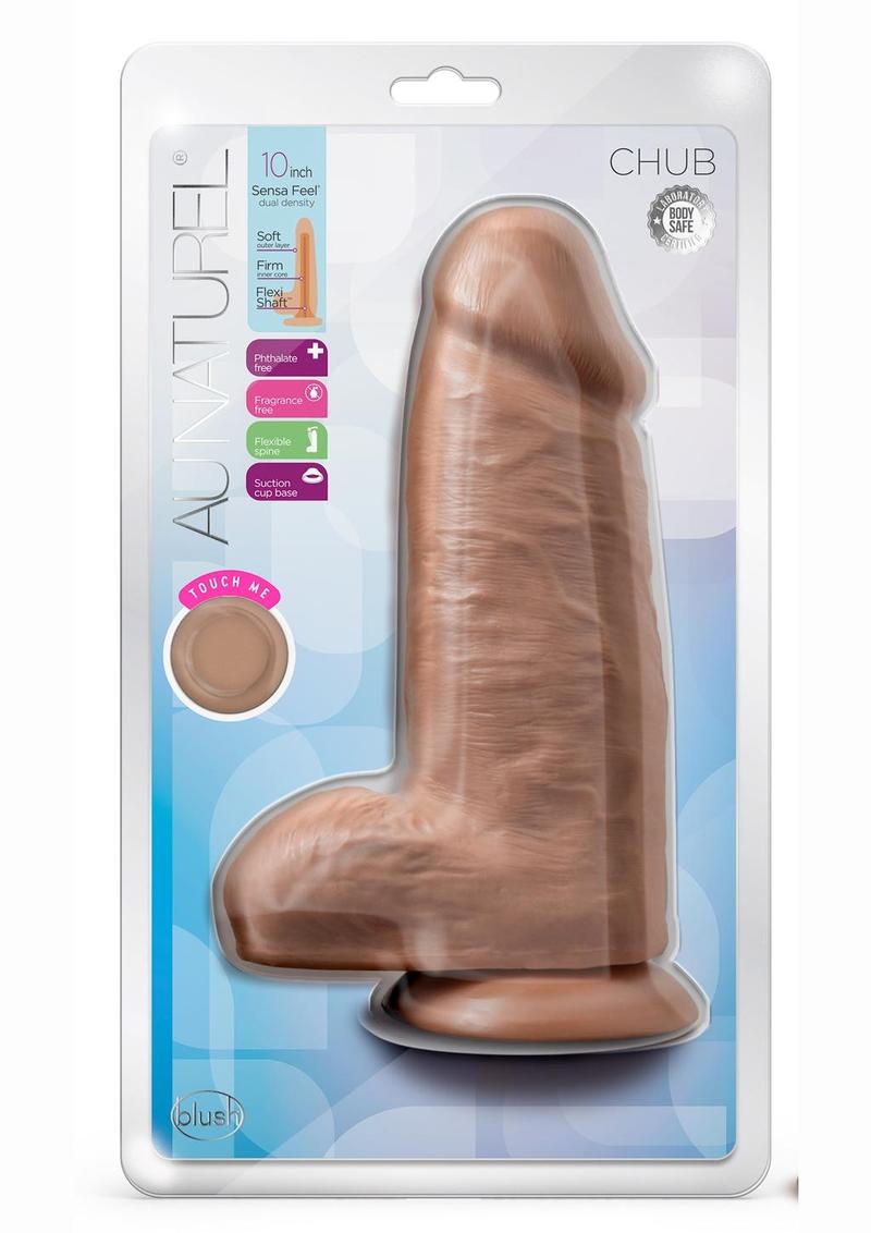 Au Naturel Chub Dildo with Suction Cup - Caramel - 10in