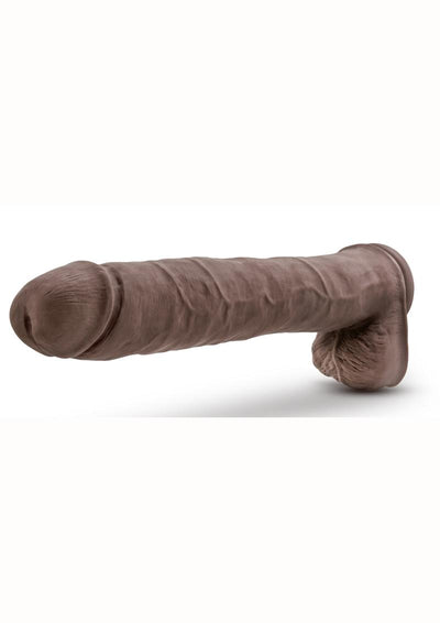 Au Naturel Daddy Sensa Feel Dual Density Dildo with Balls - Chocolate - 14in