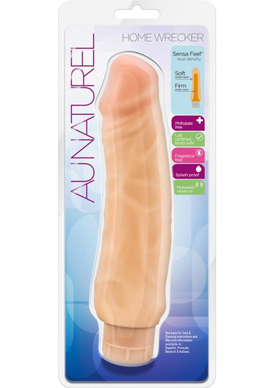 Au Naturel Home Wrecker Vibrating Dildo - Flesh/Vanilla - 9in