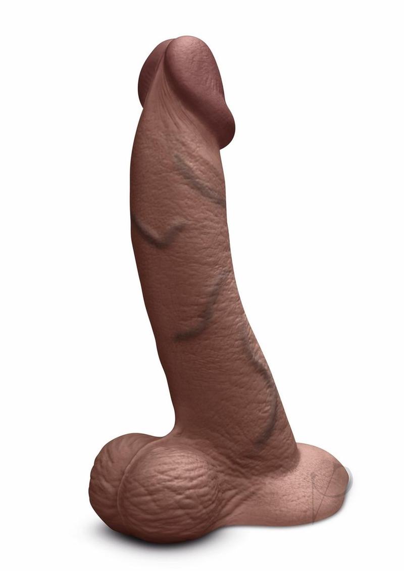 B-Vibe Slipskin Realistic Silicone Curved Dildo - Chocolate - 10in