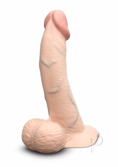 B-Vibe Slipskin Realistic Silicone Curved Dildo - Vanilla - 8in