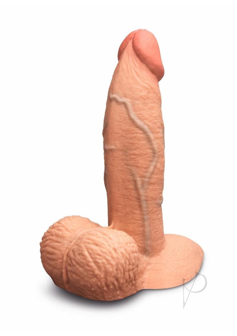 B-Vibe Slipskin Realistic Silicone Girthy Dildo - Caramel - 6in