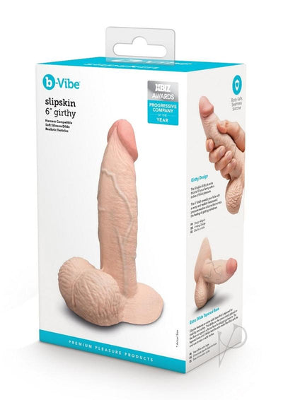 B-Vibe Slipskin Realistic Silicone Girthy Dildo - Vanilla - 6in