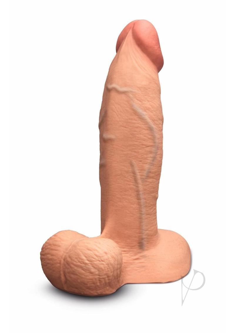 B-Vibe Slipskin Realistic Silicone Girthy Dildo - Caramel - 8in