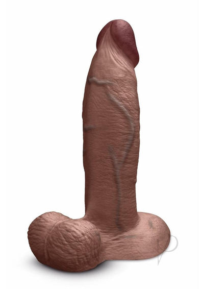 B-Vibe Slipskin Realistic Silicone Girthy Dildo - Chocolate - 9in