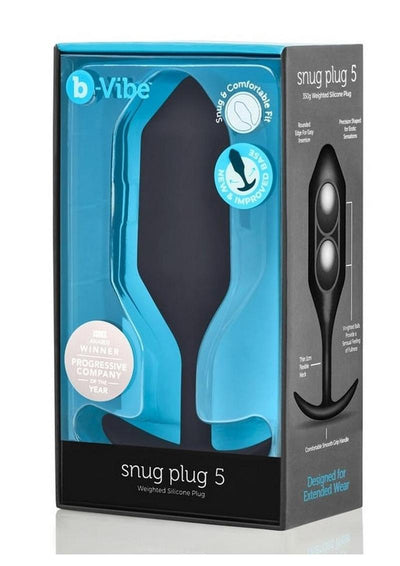 B-Vibe Snug Plug 5 Silicone Weighted Anal Plug - Black