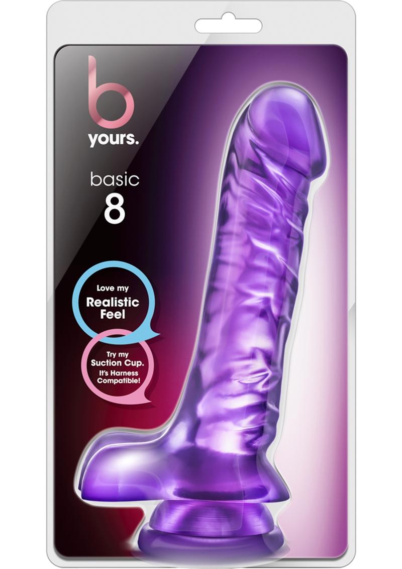 B Yours Basic 8 Dildo with Balls - Purple - 9in