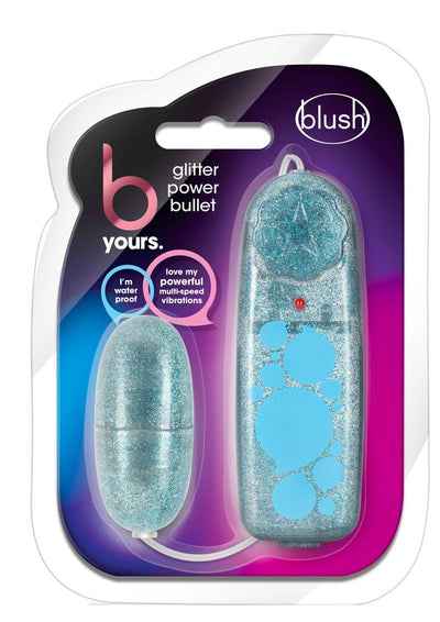 B Yours Glitter Power Bullet Vibrator with Remote Control - Blue