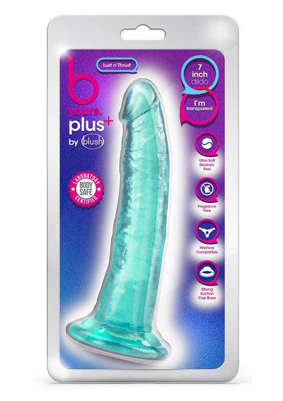 B Yours Plus Lust N' Thrust Realistic Dildo - Teal - 7.5in