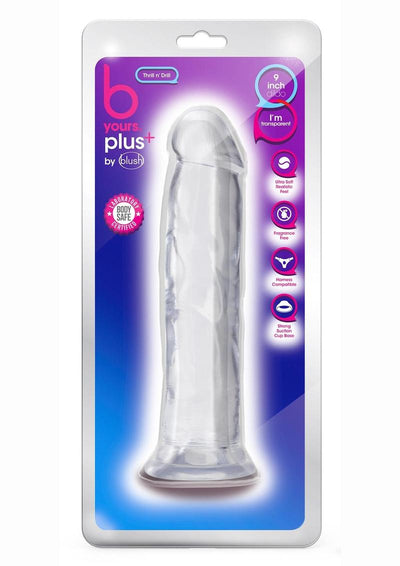 B Yours Plus Thrill N' Drill Realistic Dildo - Clear - 9.5in