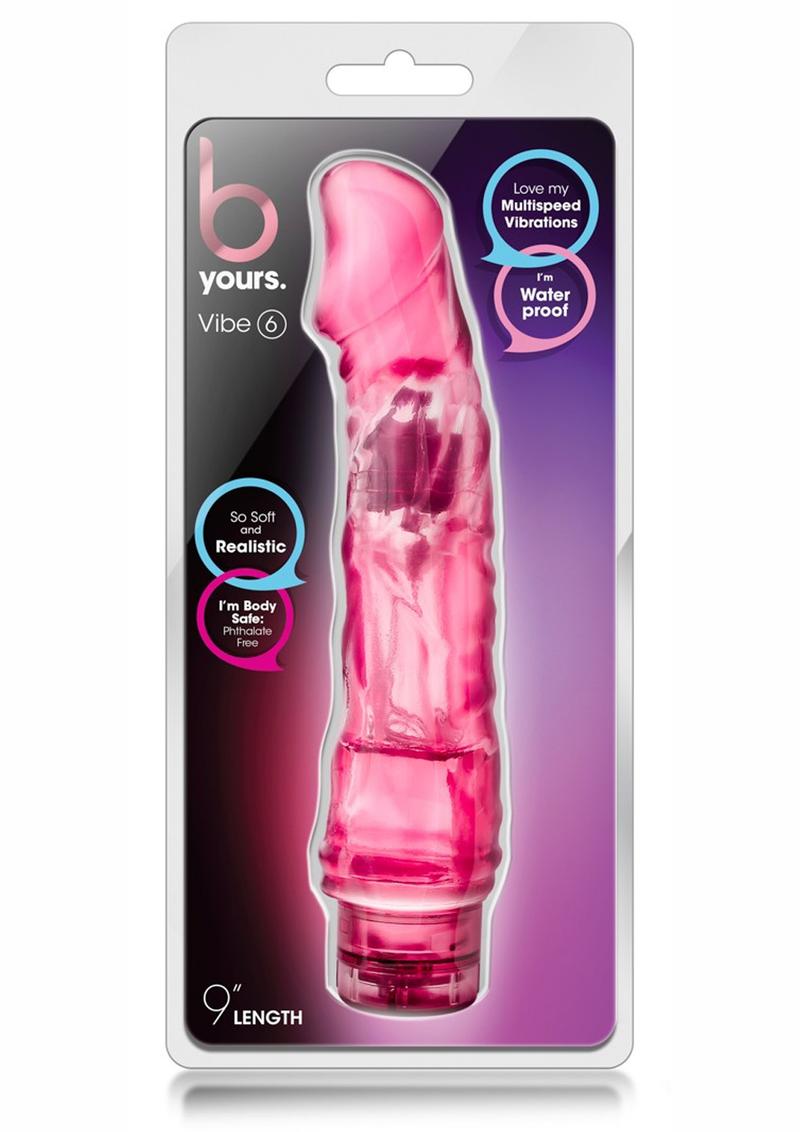 B Yours Vibe 6 Vibrating Dildo - Pink - 9in