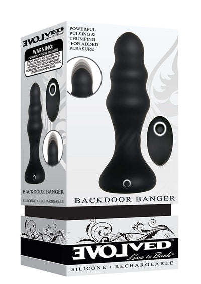 Backdoor Banger Silicone Rechargeable Anal Vibrator with Remote Control - Black