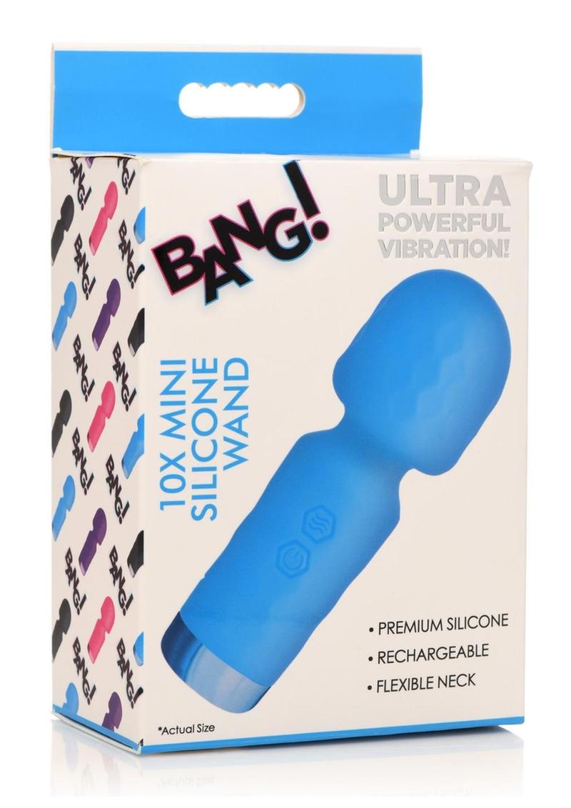 Bang! 10x Mini Silicone Rechargeable Wand - Blue