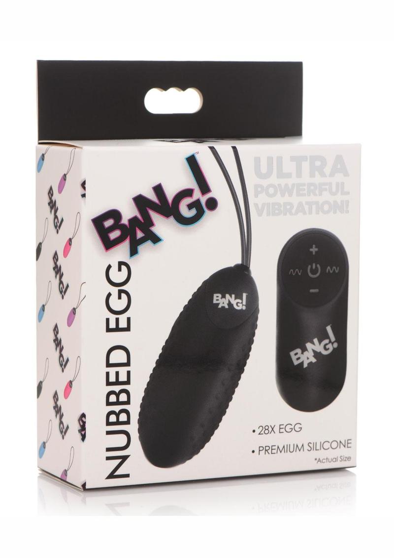 Bang! 28x Nubbed Rechargeable Silicone Egg with Remote Control - Black