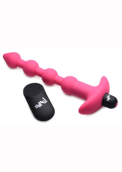 Bang! Vibrating Silicone Rechargeable Anal Beads with Remote Control - Pink